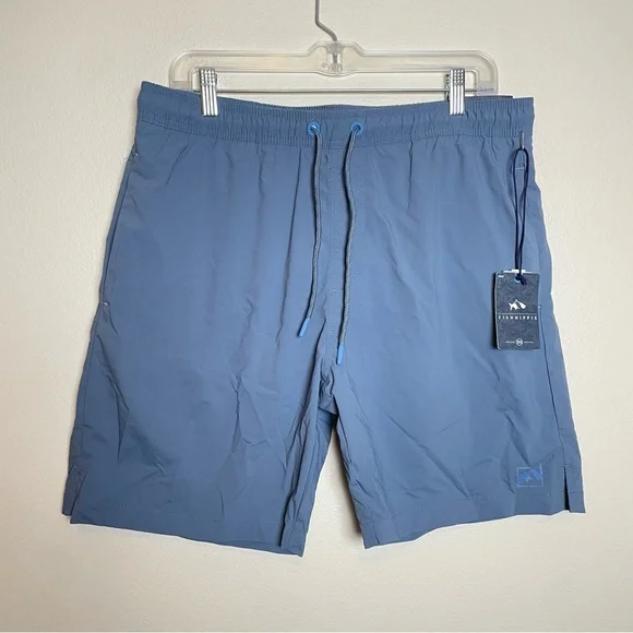 NWT FISH HIPPIE VOLLEY SWIM TRUNK 8” GLEN BLUE - Picture 4 of 6